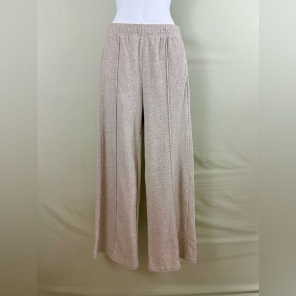 Outerknown Hightide Wide Leg Terrycloth Beach Lounge Pant in Oatmeal - Picture 2 of 9